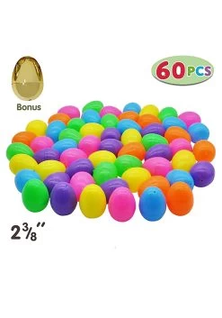 60 Pcs 2.4-Inch Traditional Colorful Eggs