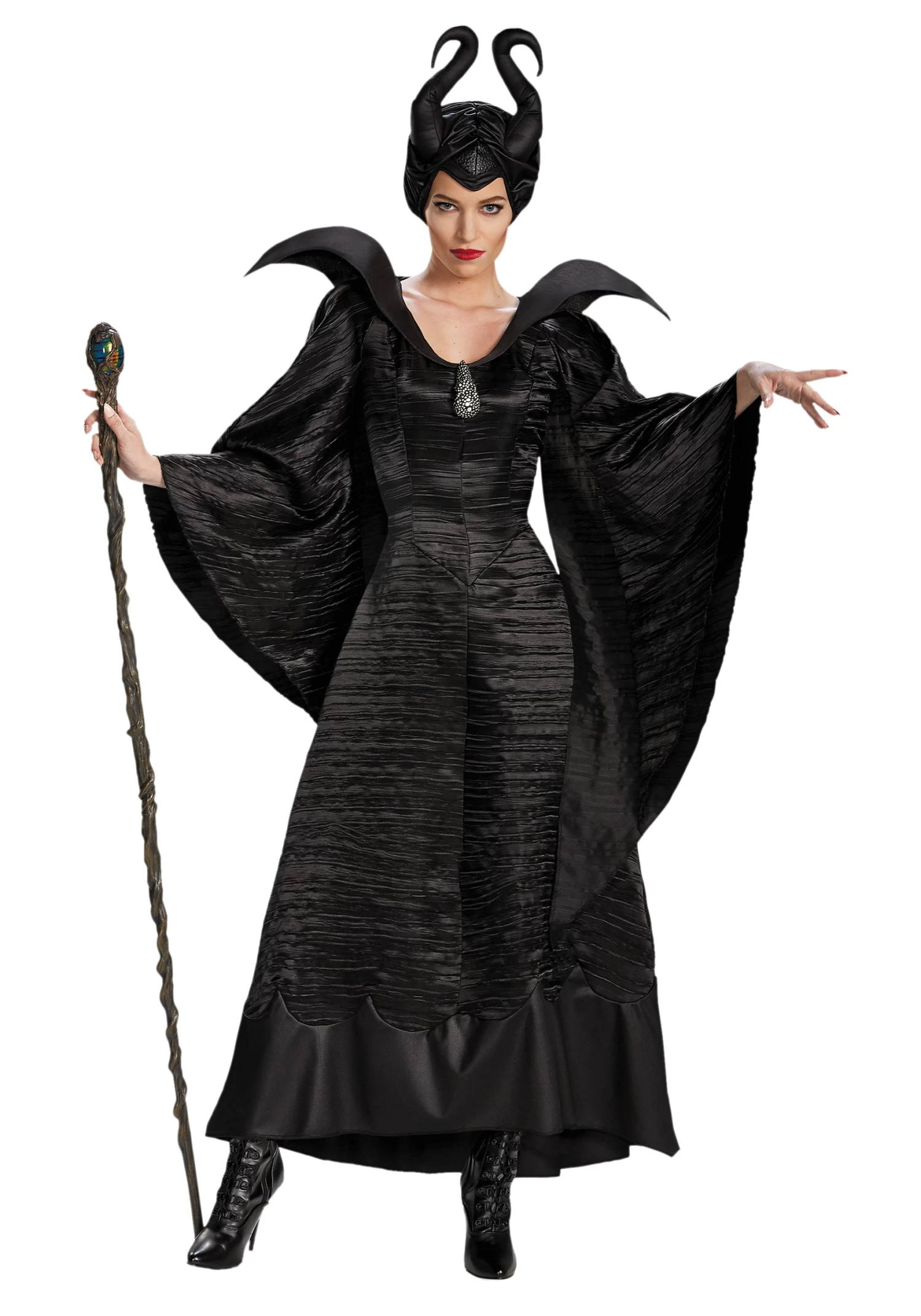 Disguise Adult Deluxe Maleficent Christening Black Gown Costume 3 Disguise Adult Deluxe Maleficent Christening Black Gown Costume