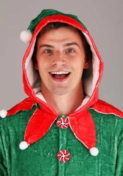 Elf Jumpsuit Costume For Adults -Halloween Costume Shop adult elf onesie costume alt 2