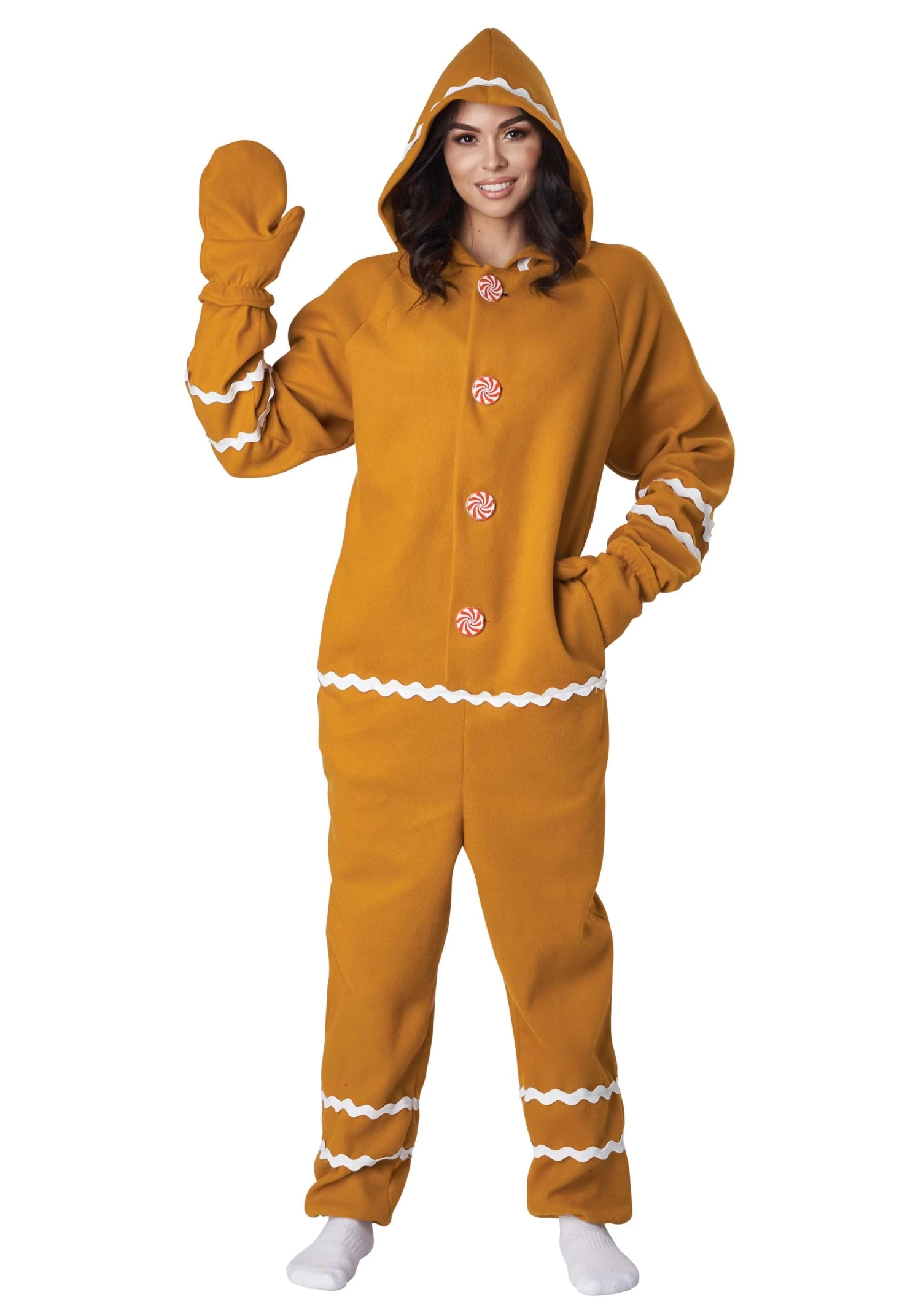 Adult Gingerbread Cookie Jumpsuit 3 Adult Gingerbread Cookie Jumpsuit