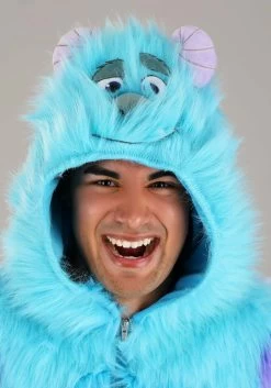 Hooded Disney Monsters Inc Sulley Costume For Adults -Halloween Costume Shop adult hooded monsters inc sulley costume alt 3