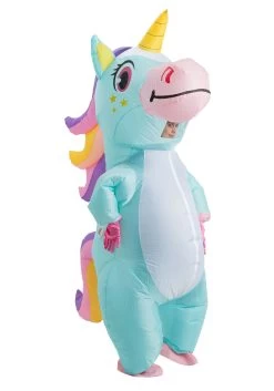 Inflatable Blue Unicorn Costume For Adults -Halloween Costume Shop adult inflatable blue unicorn costume alt 1