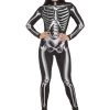 Metallic Silver Skeleton Costume For Adults