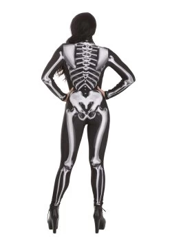 Metallic Silver Skeleton Costume For Adults -Halloween Costume Shop adult metallic silver skeleton costume alt 2
