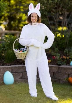 Adult White Bunny Costume -Halloween Costume Shop adult open face white bunny alt 2