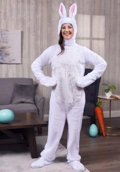 Adult White Bunny Costume -Halloween Costume Shop adult open face white bunny alt 3