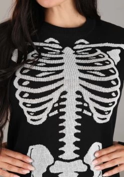 Loose Fit Skeleton Sweater Dress For Women -Halloween Costume Shop adult skeleton loose fit sweater dress alt 2