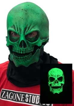 UV Green Glow Skull Mask For Adults