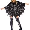 LEG AVENUE Black Glitter Spider Web Women's Poncho Costume