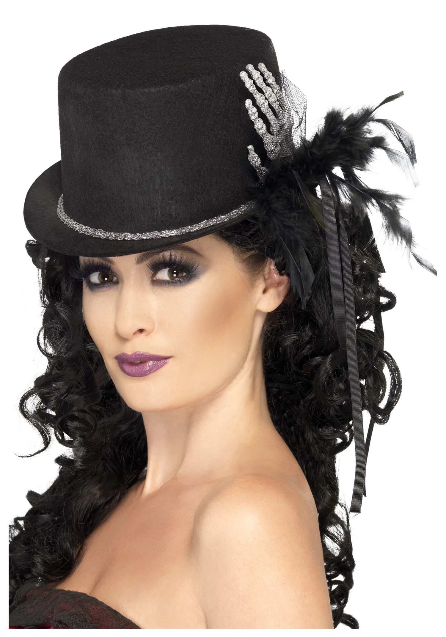 Smiffys Women's Black Top Hat With Skeleton Hand 3 Smiffys Women's Black Top Hat With Skeleton Hand