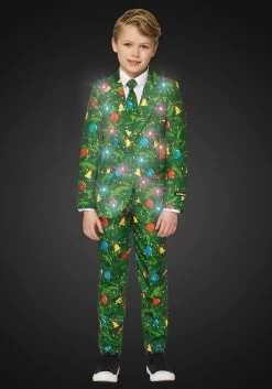 Opposuits Green Christmas Tree Light Up Suit For Boys -Halloween Costume Shop boys green christmas tree light up suit alt 2