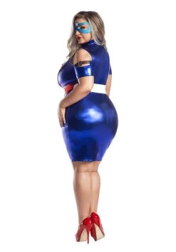 Plus Size Women's Captain America Costume -Halloween Costume Shop captain america plus size costume for women alt 1