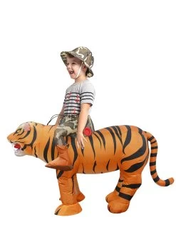 Inflatable Ride A Tiger Costume For Kids -Halloween Costume Shop child inflatable ride a tiger costume alt 1