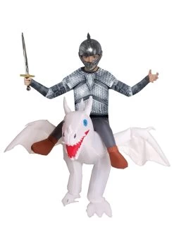 Inflatable White Ride On Dragon Child Costume