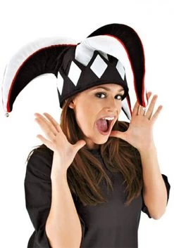 Court Jester Black & White Plush Hat