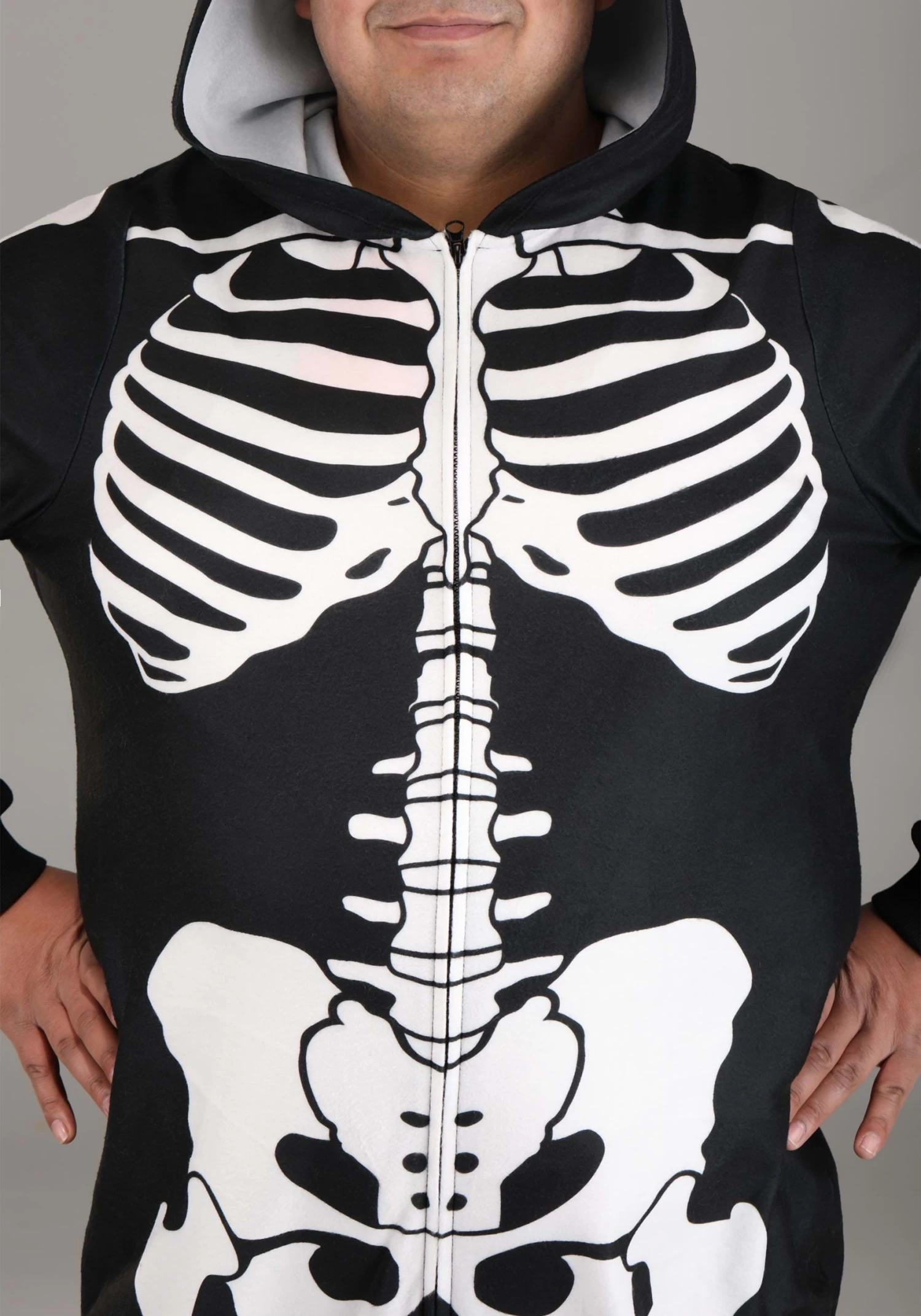 Plus Size Cozy Skeleton Adult Costume Onesie 6 Plus Size Cozy Skeleton Adult Costume Onesie - Image 4
