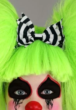 Neon Green Creepy Clown Wig For Girls 7 Neon Green Creepy Clown Wig For Girls -Halloween Costume Shop creepy clown green wig alt 2