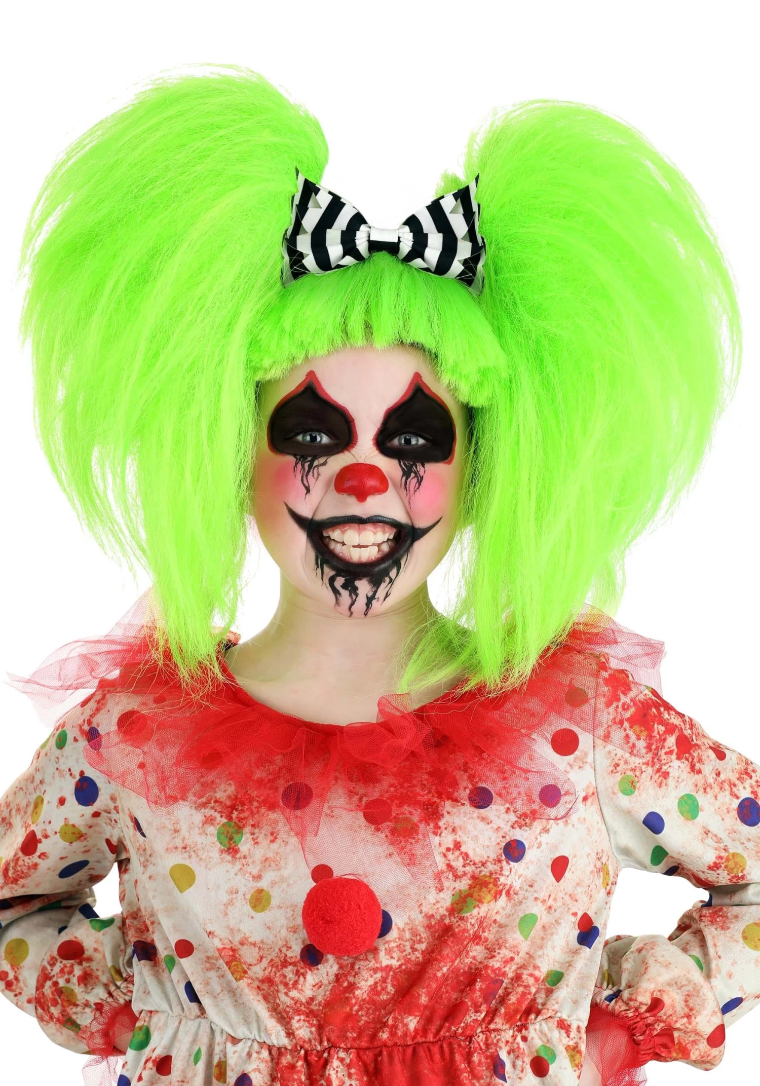 Neon Green Creepy Clown Wig For Girls 3 Neon Green Creepy Clown Wig For Girls