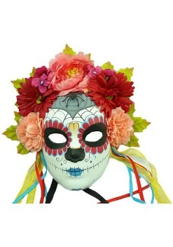 Adult Day Of The Dead Floral Crown Face Mask