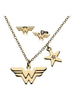 DC Comics Wonder Woman Logo Necklace & Earrings Set