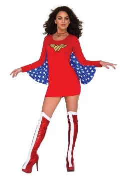 Women's Wonder Woman DC Cape Dress Costume