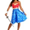Women's Plus Size Deluxe Long Dress Wonder Woman Costume