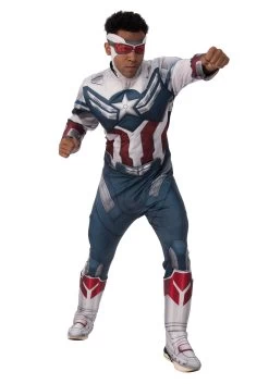 Falcon And The Winter Soldier Deluxe Captain America Men's Costume -Halloween Costume Shop falcon winter soldier deluxe captain america alt 2