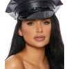 Forplay Faux Leather Cop Costume Hat For Adults -Halloween Costume Shop faux leather cop hat