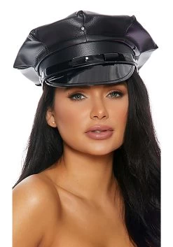 Forplay Faux Leather Cop Costume Hat For Adults