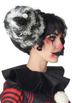 Black And White Clown Funhouse Wig -Halloween Costume Shop funhouse clown black and white wig alt 2