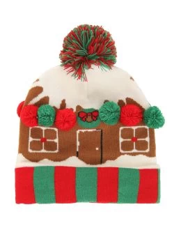 Christmas Gingerbread House Knit Hat -Halloween Costume Shop gingerbread house knit hat alt 2
