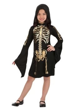 Girl's Gilded Skeleton Costume Dress