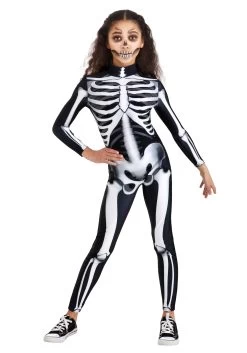 Girl's Skeleton Jumpsuit Costume