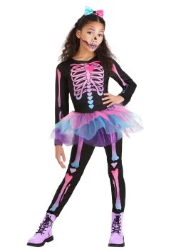 Rainbow Skeleton Girls Costume