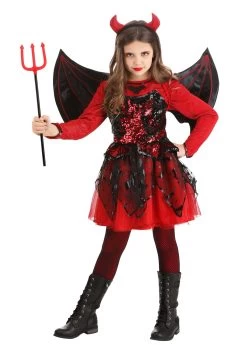 Sparkling Devil Dress Costume For Girls