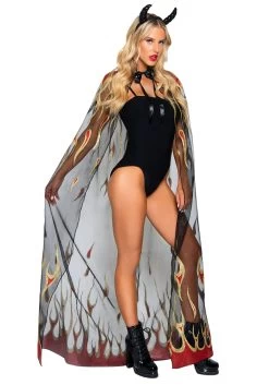 LEG AVENUE Glitter Flame Cape & Devil Horn Kit
