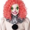 Bright Red Glow In The Dark Curly Clown Wig For Adults -Halloween Costume Shop glow in the dark bright red curly clown wig