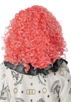 Bright Red Glow In The Dark Curly Clown Wig For Adults -Halloween Costume Shop glow in the dark bright red curly clown wig alt 2