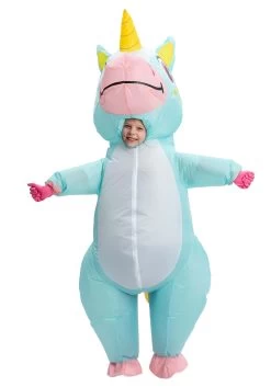 Inflatable Blue Unicorn Costume For A Child