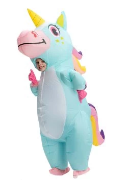 Inflatable Blue Unicorn Costume For A Child 8 Inflatable Blue Unicorn Costume For A Child -Halloween Costume Shop inflatable child blue unicorn costume alt 2