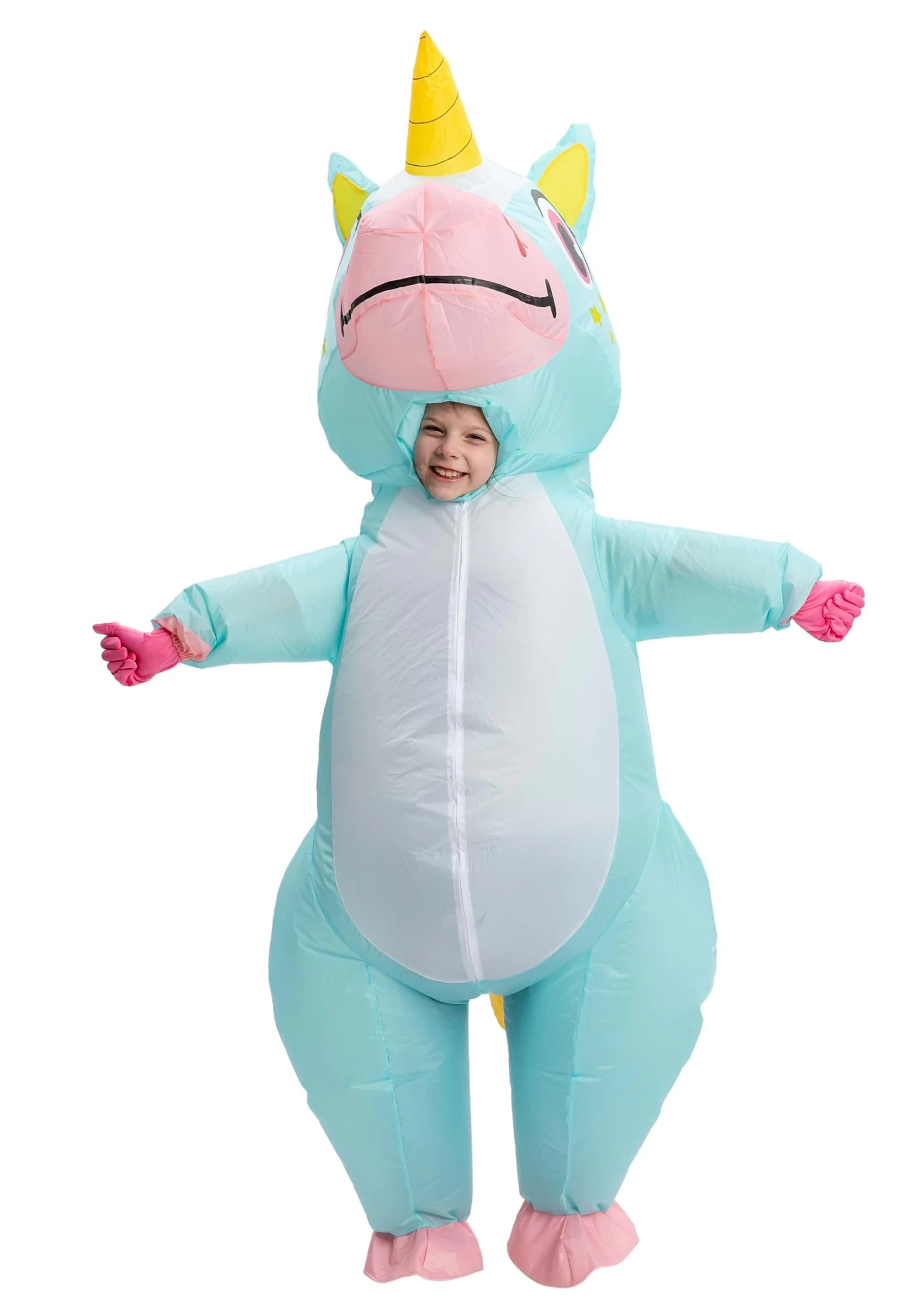 Inflatable Blue Unicorn Costume For A Child 3 Inflatable Blue Unicorn Costume For A Child