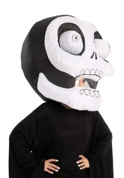 Adult Inflatable Skull Bobblehead Costume Mask -Halloween Costume Shop inflatable skull bobblehead alt 4