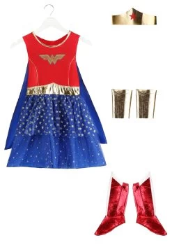 Caped Wonder Woman Costume For Girls -Halloween Costume Shop kids caped wonder woman costume alt 8