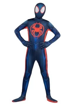 JAZWARES Classic Spider-Man Miles Morales Zentai Costume For Kids -Halloween Costume Shop kids classic spiderman miles morales zentai costume alt 2