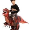 Inflatable Riding A Red Raptor Costume For Kids -Halloween Costume Shop kids inflatable riding a red raptor costume