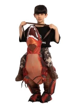 Inflatable Riding A Red Raptor Costume For Kids -Halloween Costume Shop kids inflatable riding a red raptor costume alt 1