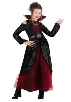 Vampire Queen Costume Dress For Girls -Halloween Costume Shop kids vampire queen costume alt 6