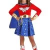 Girl's Long Sleeve Dress Wonder Woman Costume -Halloween Costume Shop kids wonder woman long sleeve dress costume