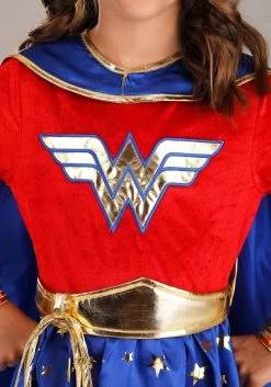 Girl's Long Sleeve Dress Wonder Woman Costume -Halloween Costume Shop kids wonder woman long sleeve dress costume alt 3