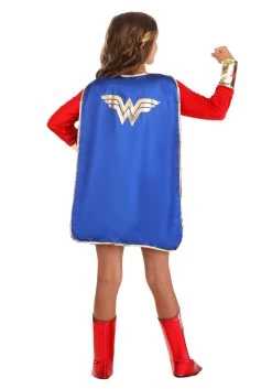 Girl's Long Sleeve Dress Wonder Woman Costume -Halloween Costume Shop kids wonder woman long sleeve dress costume alt 8